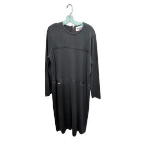 VINTAGE 80s Santana knit CASTLEBERRY midi dress Gold buttons women's size 18